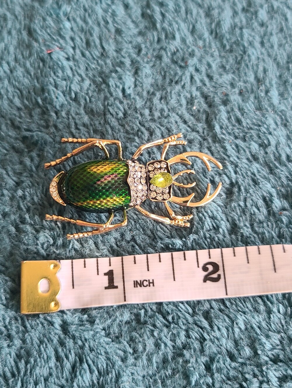 Vintage Green and Gold Beetle Brooch - Picture 5 of 6